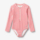 Wheat Margot pikkade varrukatega ujumistrikoo, red stripe flowers