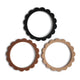 Mushie silikoonist närimisrõngas Flower 3tk- Black/Natural/Caramel