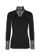 Soyaconcept pikkade varrukatega pidulik pitsiga pluus, Black