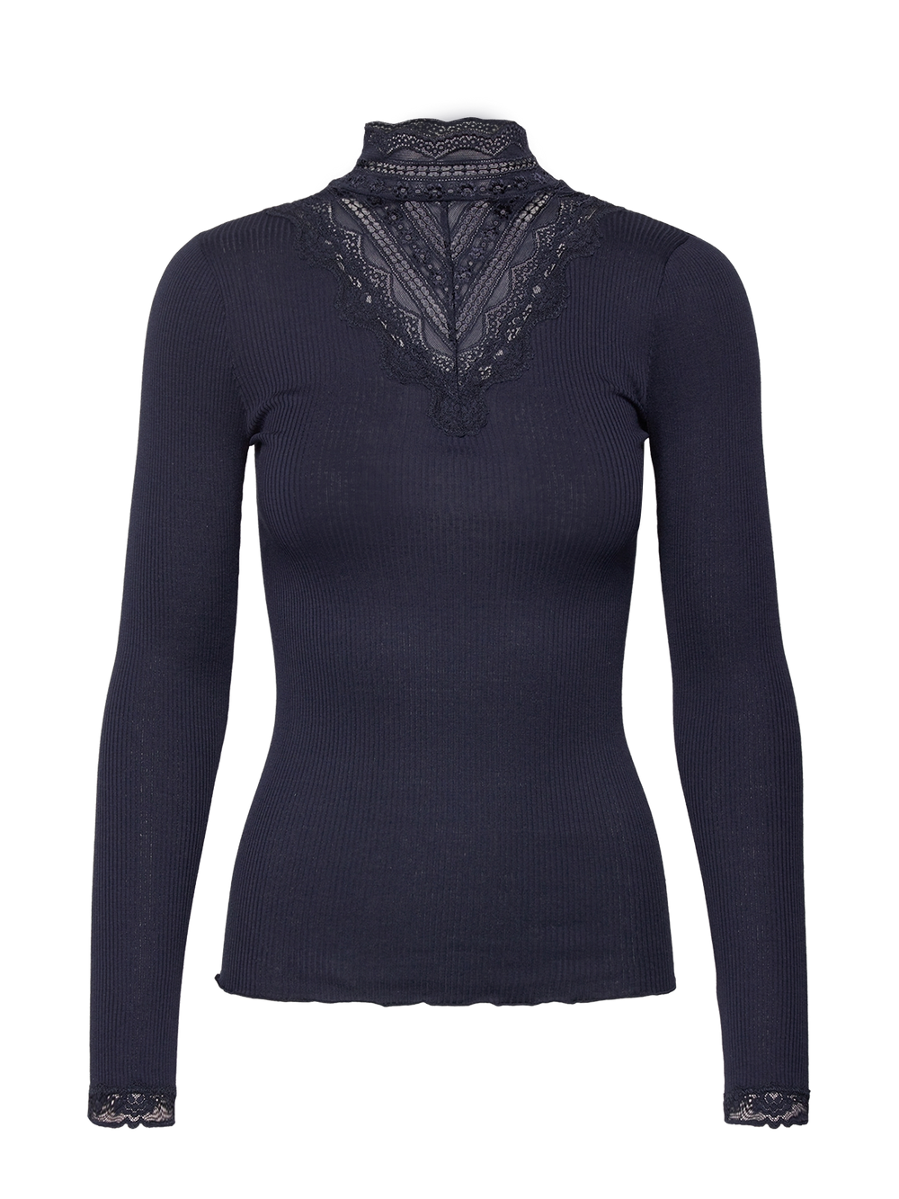 Rosemunde pitsiga siidist pluus, navy