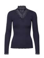 Rosemunde pitsiga siidist pluus, navy