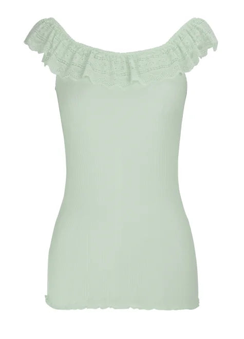 Rosemunde paljaste õlgadega siidist särgik, pastel mint