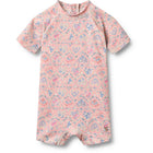 Wheat S/S Cas lühikeste varrukatega ujumistrikoo, pink heart flowers