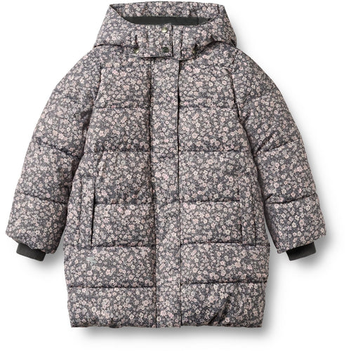 Wheat Laste talvejope - Puffer Coat Yrsa, dark charcoal flowers