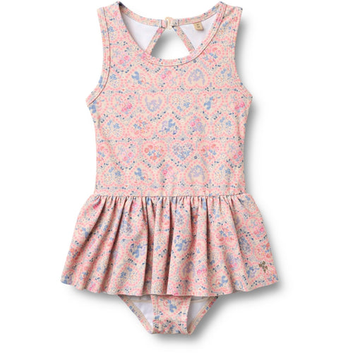 Wheat Erna ujumistrikoo, pink heart flowers