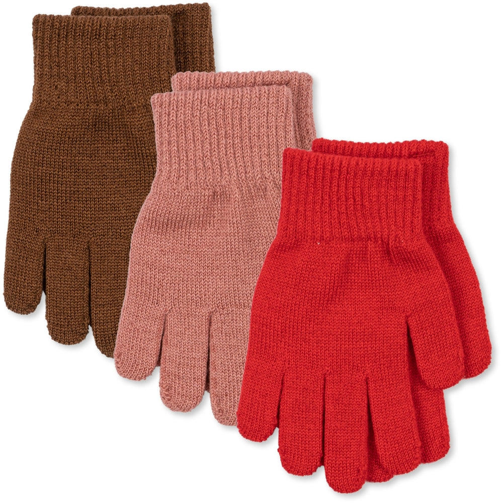 Konges Slojd kinnaste 3-pakk FILLA- ROSE/PECAN/SCARLET