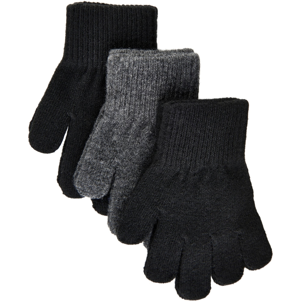 Mikk-Line lambavillaga sõrmikud, 3 pakk, black/antrazite/black