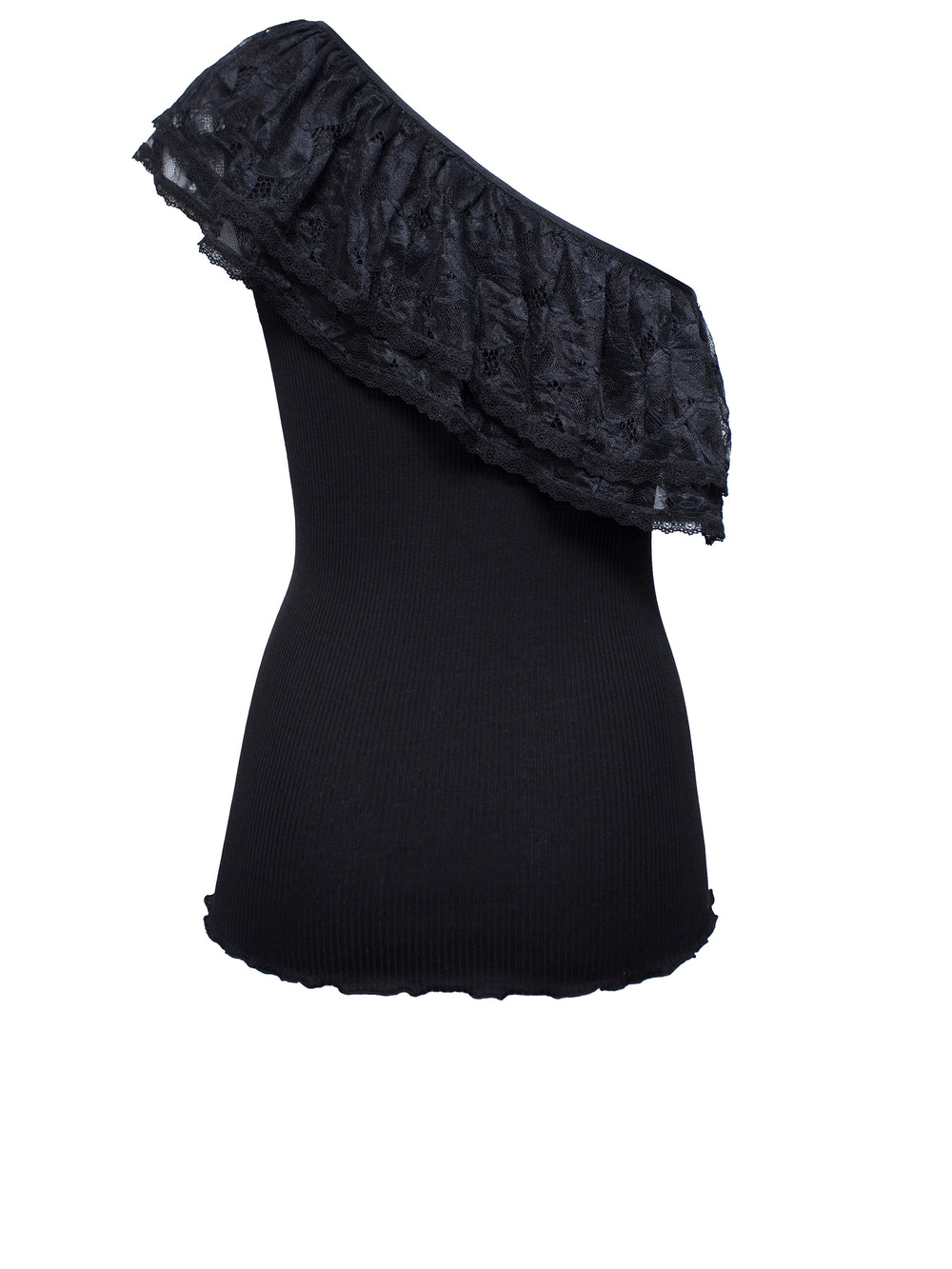 Rosemunde ühe õlaga siidist särgik, black