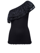 Rosemunde ühe õlaga siidist särgik, black
