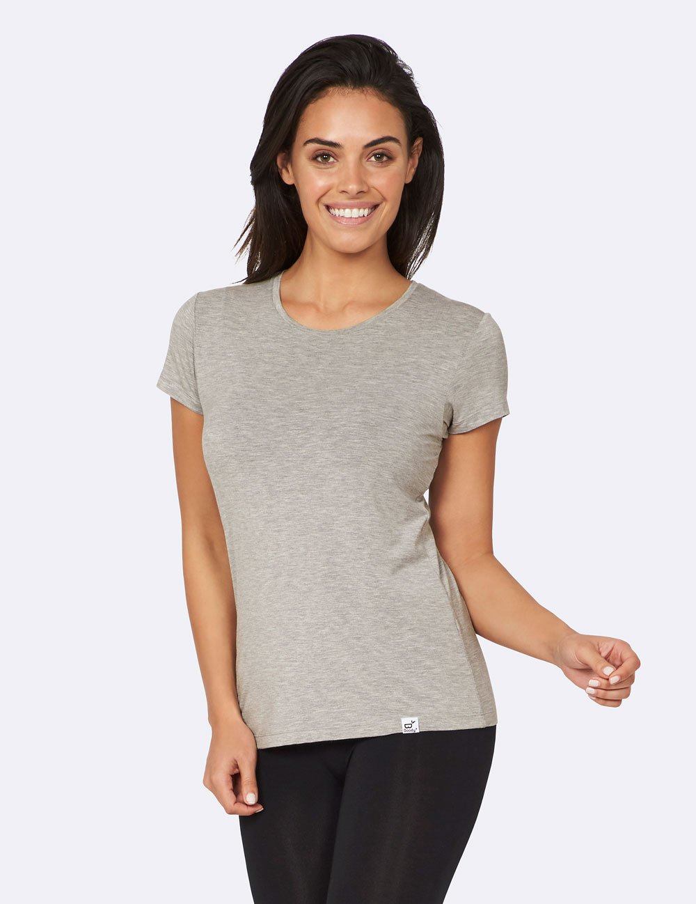 Boody Crew Neck T-Shirt, light grey marl