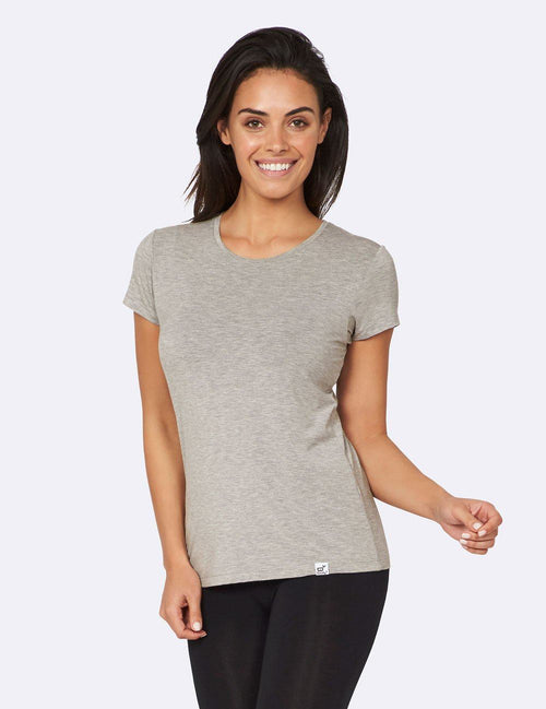 Boody Crew Neck T-Shirt, light grey marl