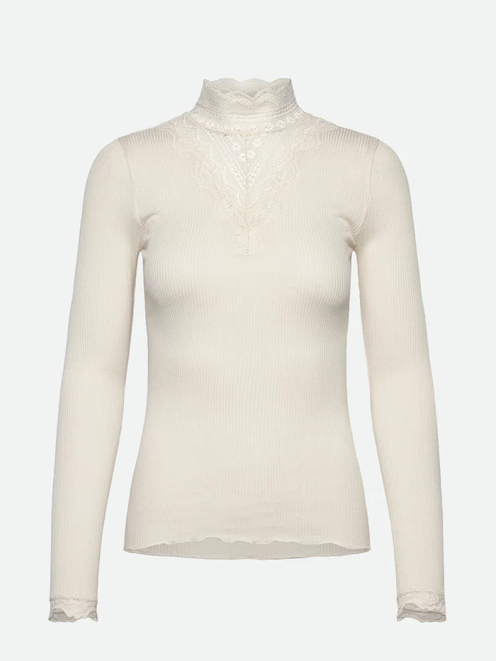 Rosemunde pitsiga siidist pluus, ivory