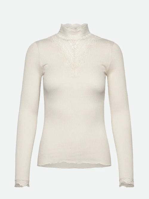 Rosemunde pitsiga siidist pluus, ivory