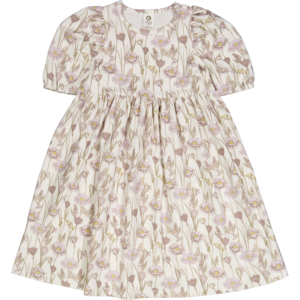 Müsli Crocus s/s dress, palsam cream/orchid/corn