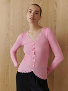 Rosemunde Babette pitsiga siidikardigan, prism pink