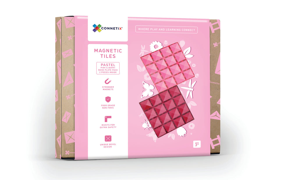 Connetix 2 Piece Base Plate Pink & Berry Pack, alusplaadid