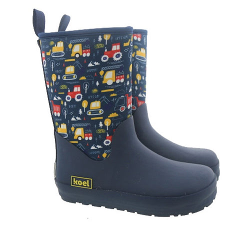 Koel4kids neopreenist säärtega barefoot-kummikud, tractor blue