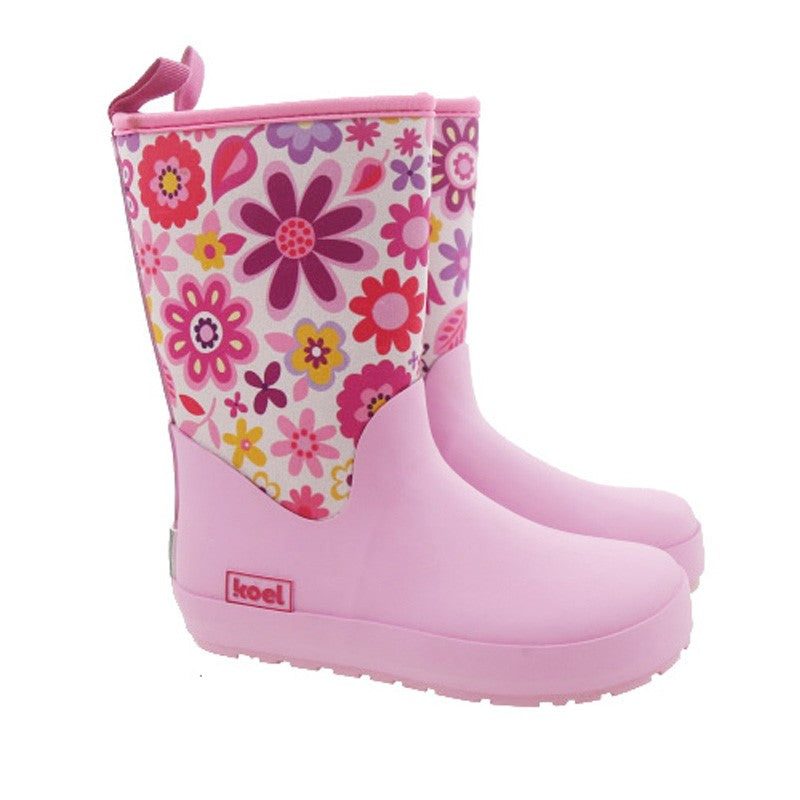 Koel4kids neopreenist säärtega barefoot-kummikud, flowers fuchsia