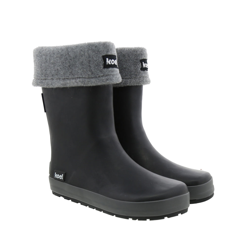 Koel4kids barefoot-kummikud+ villane eemaldatav vooder, black