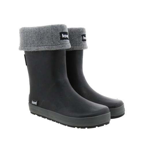 Koel4kids barefoot-kummikud+ villane eemaldatav vooder, black