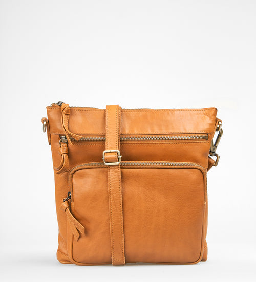 Treats nahast crossbody-kott Ellie Common, cognac