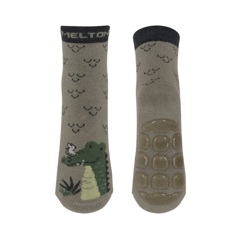 Melton froteesokid suurte stopperitega Crocodile Friends, safari green
