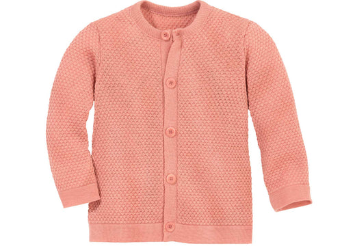 Disana meriinovillane kärjemustriga kardigan, soft pink
