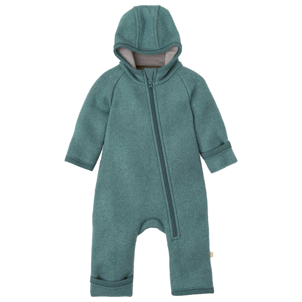 Disana Zip-Overall vanutatud meriinovillast kombe, eucalyptus