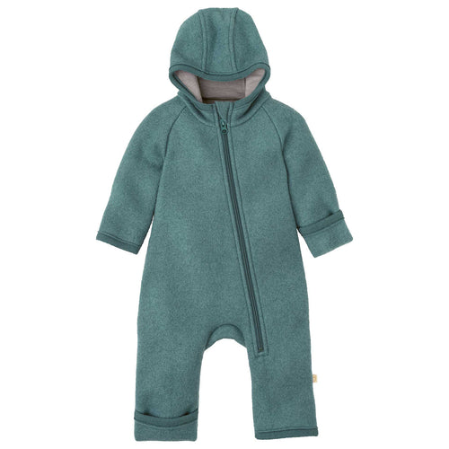 Disana Zip-Overall vanutatud meriinovillast kombe, eucalyptus