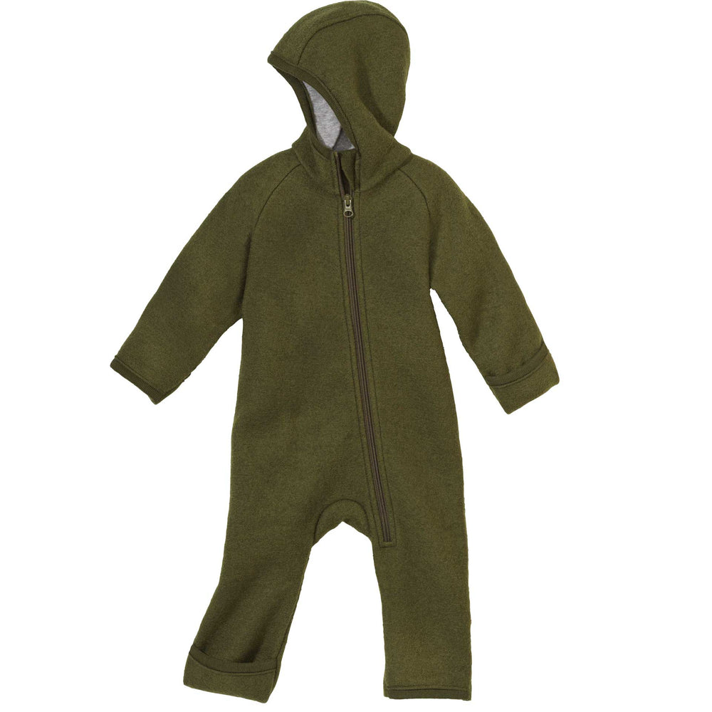 Disana Zip-Overall vanutatud meriinovillast kombe, olive
