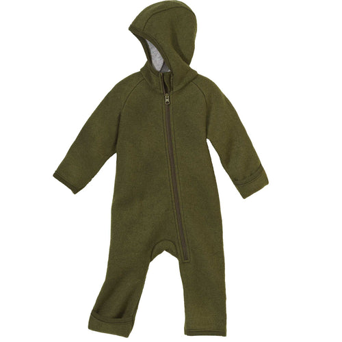Disana Zip-Overall vanutatud meriinovillast kombe, olive