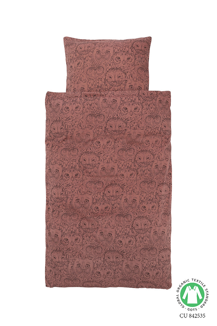 Soft Gallery orgaanilisest puuvillasatiinist voodipesu ADULT, Owl Burlwood