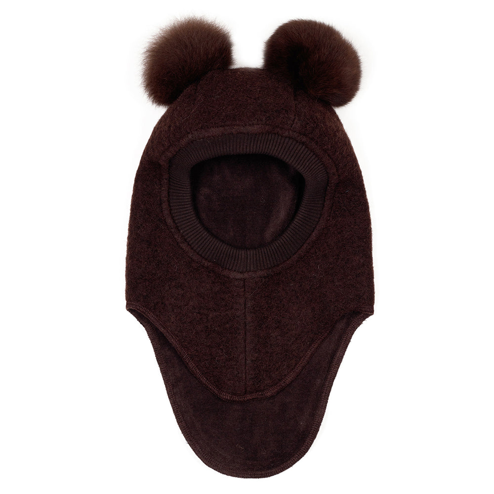 HUTTEliHUT Big Bear vanutatud villast tuukrimüts, alpaka tuttidega, Brown