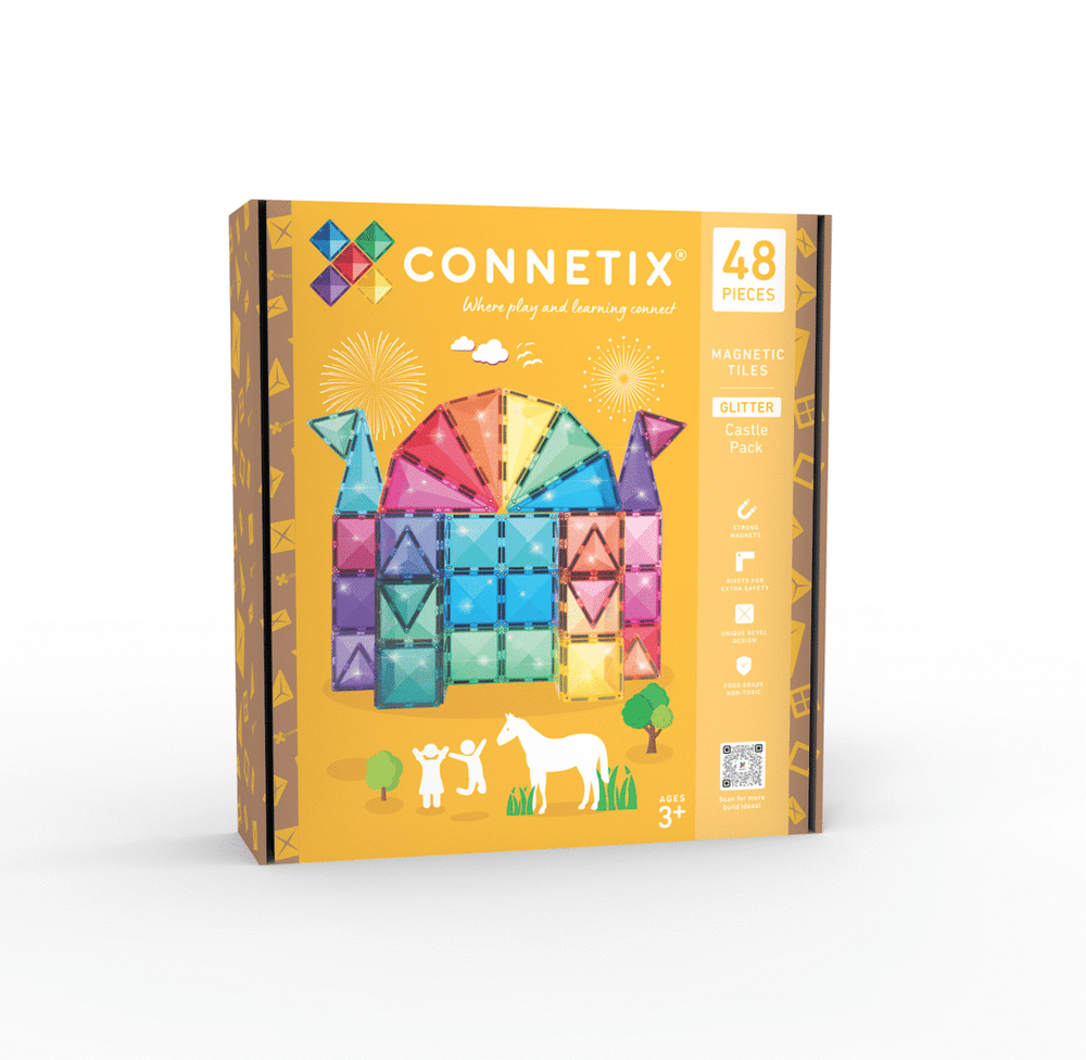 Connetix Glitter Castle Pack 48 pc, sädelevad magnetklotsid ✨