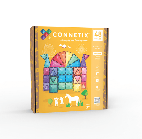 Connetix Glitter Castle Pack 48 pc, sädelevad magnetklotsid ✨