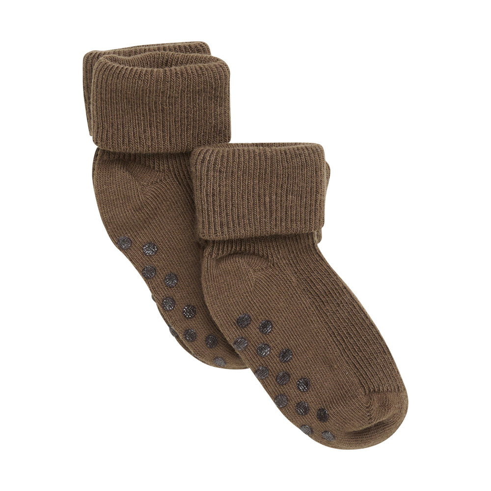 Minymo - Baby Rib Sock W. ABS, coffee liquer