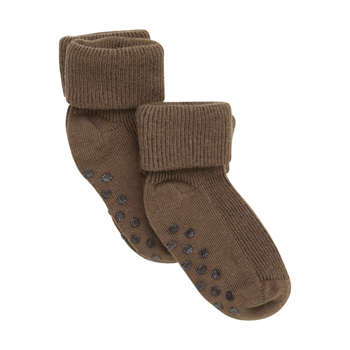 Minymo - Baby Rib Sock W. ABS, coffee liquer