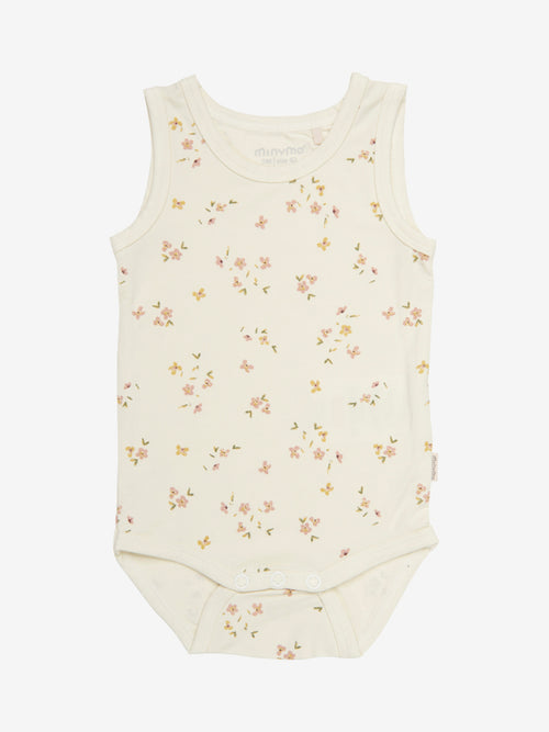 Bambuskangast varrukateta body, veiled rose flower