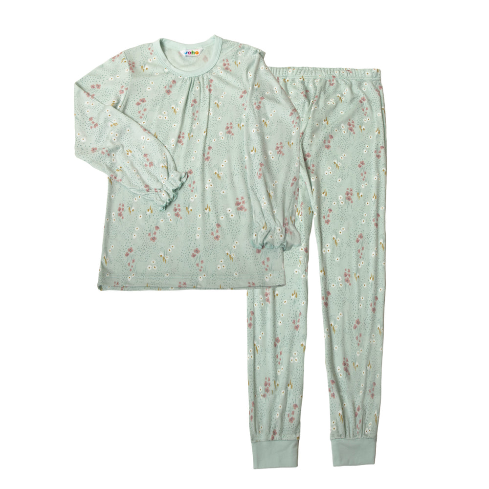 Joha Orgaanilisest bambusest pidžaama komplekt FLOWER FIELD- Mint
