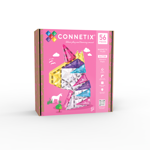 Connetix Glitter Unicorn Pack 56 pc, sädelevad magnetklotsid ✨