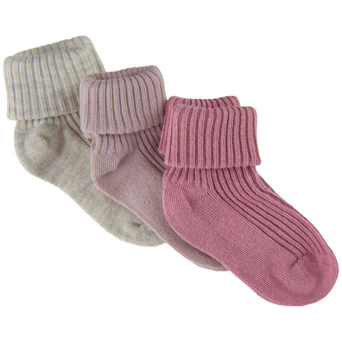 Minymo beebi sokid 3 pakk, rose smoke