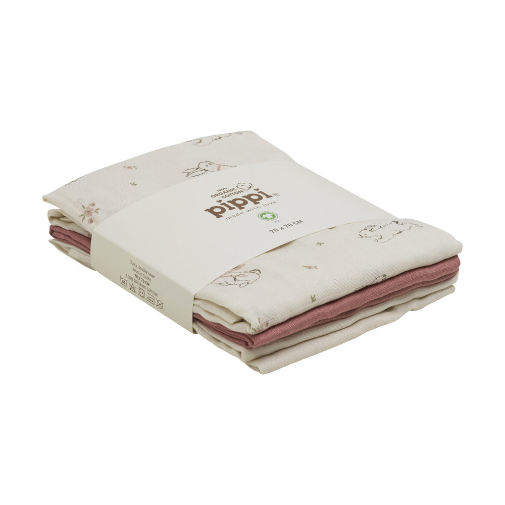 Pippi musliinrätid, 3tk pakis, rose tan