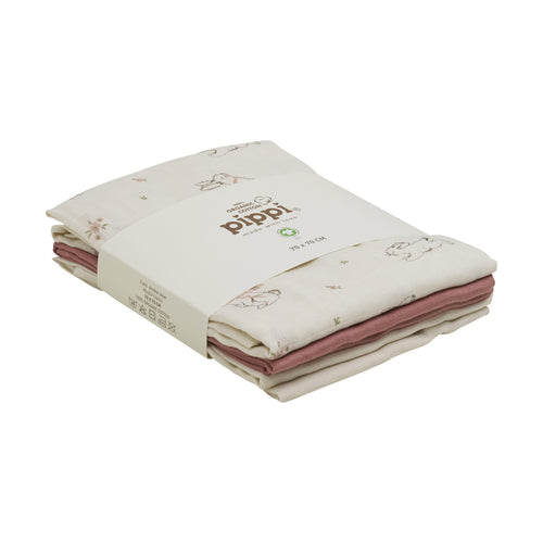 Pippi musliinrätid, 3tk pakis, rose tan