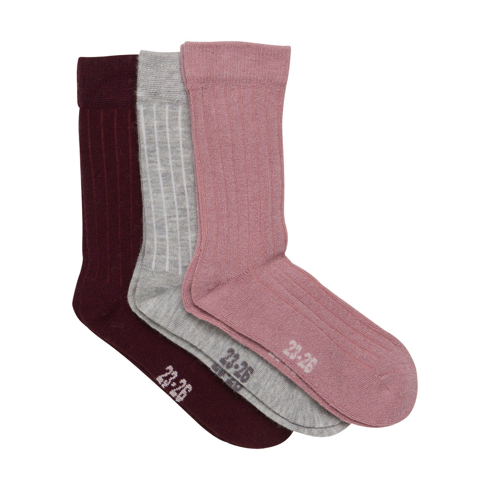 Minymo bambuse ja villa sokid 3 pakk, burnished lilac