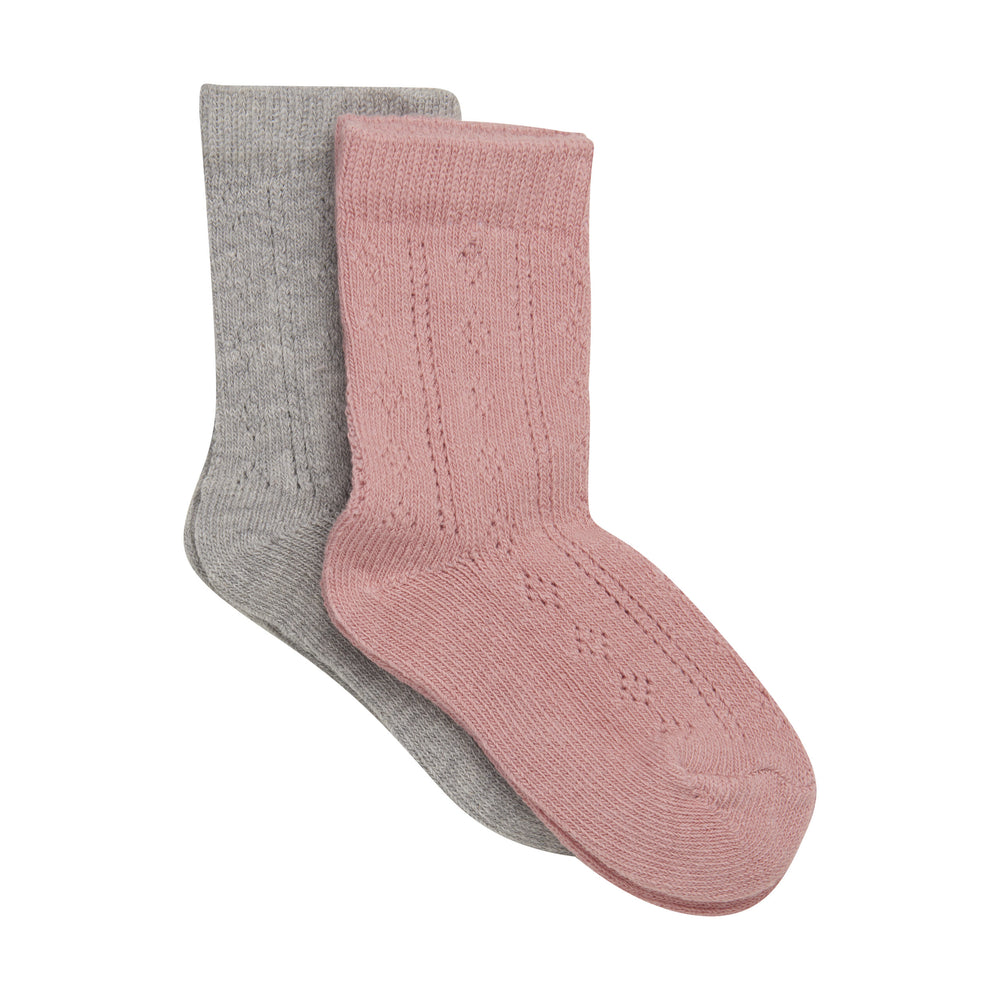 Minymo - Socks Pointelle, light grey melange