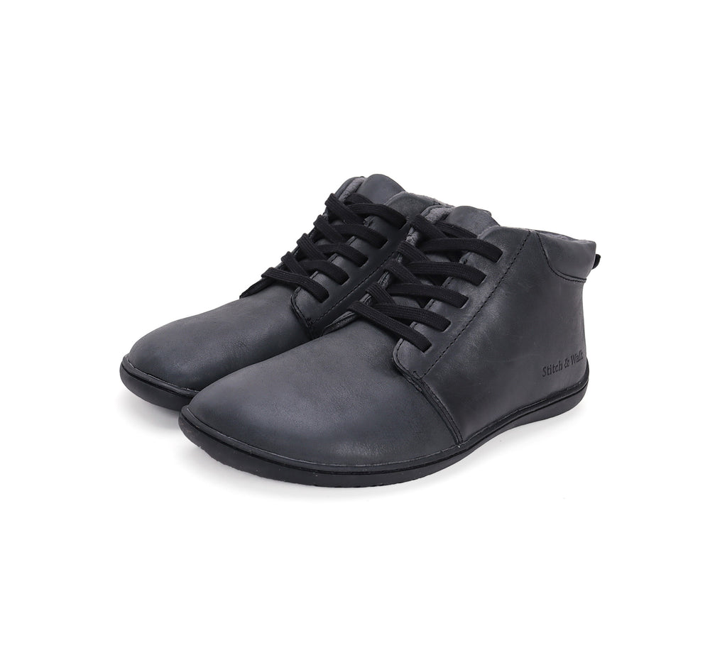 Stitch & Walk õhukese fliisvoodriga nahast saapad, dark grey