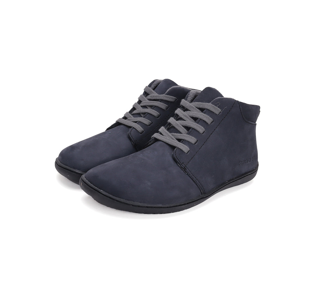 Stitch & Walk õhukese fliisvoodriga nahast saapad, navy