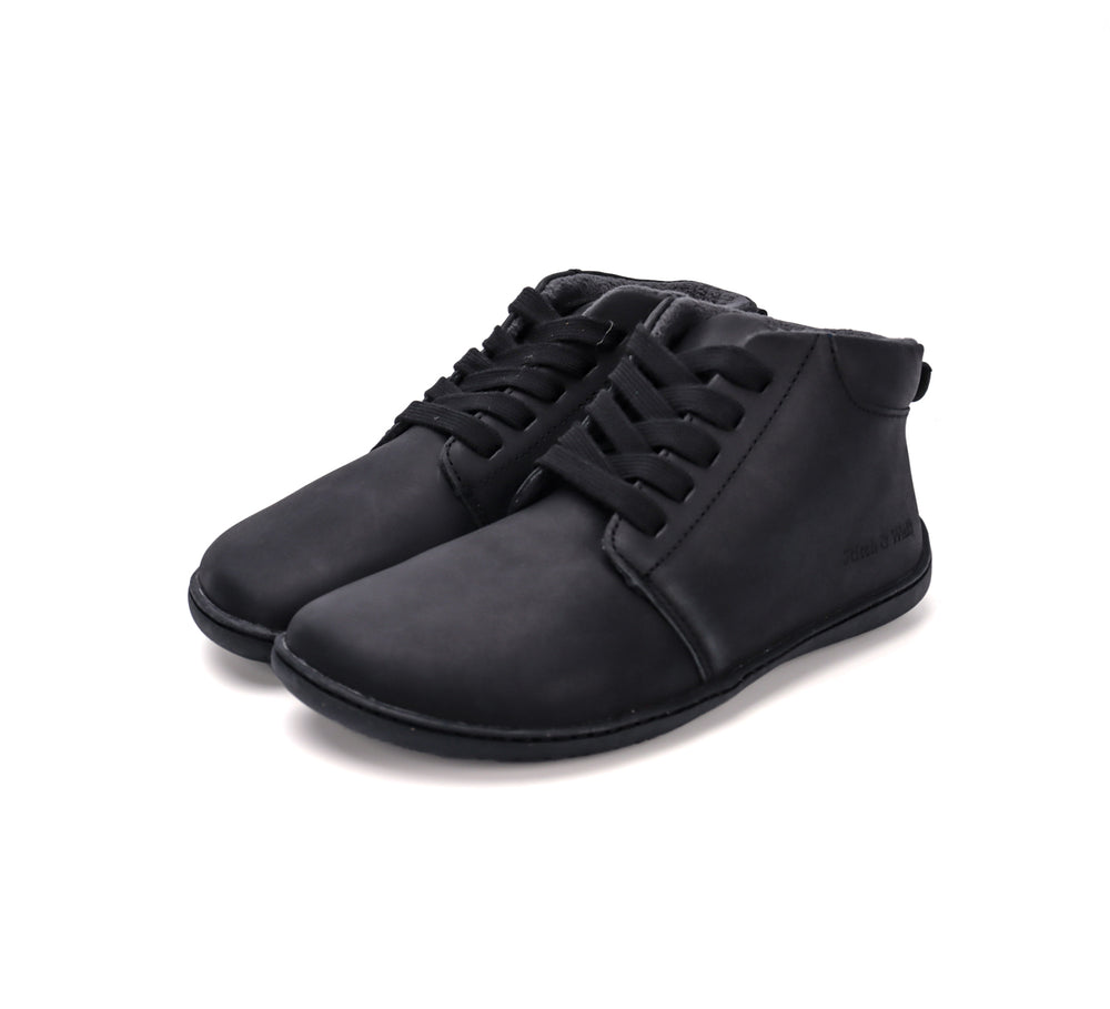 Stitch & Walk õhukese fliisvoodriga nahast saapad, black