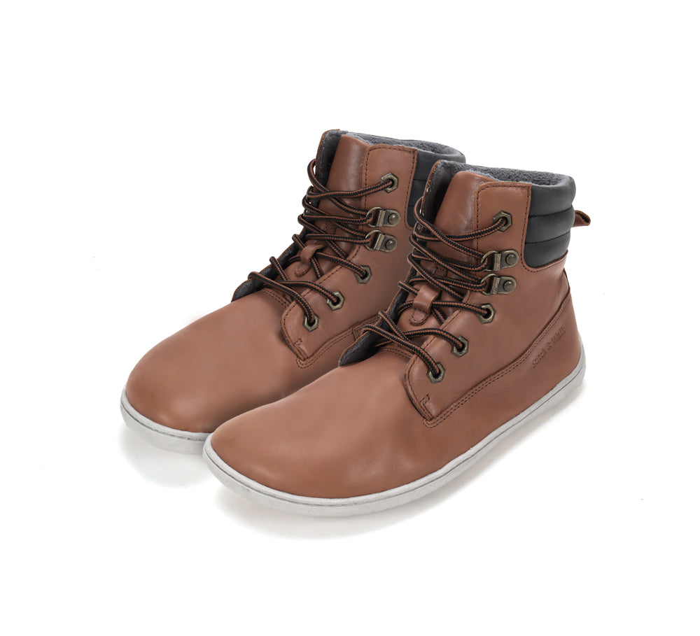 Stitch & Walk fliisvoodriga nahast poolsaapad, light chocolate