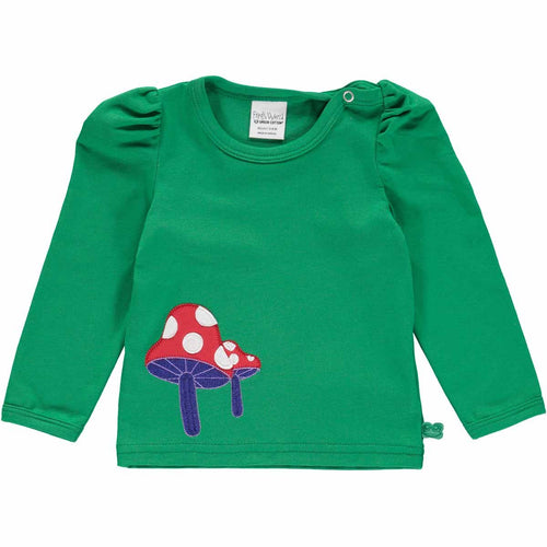 Fred's World Mushroom applique l/s T baby, Earth green
